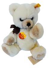 STEIFF "PETSY" Fully Jointed Cream Teddy Bear W/Brown Bow Ear Chest Sales Tag