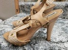 Manolo Blahnik Wooden Platform Sandals Leather Size 7/37 Handmade In Italy — photo 1