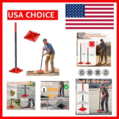 8'' x 8'' Steel Tamper Tool, 48'' Long Handle Heavy Duty Hand Compactor for Soil...
