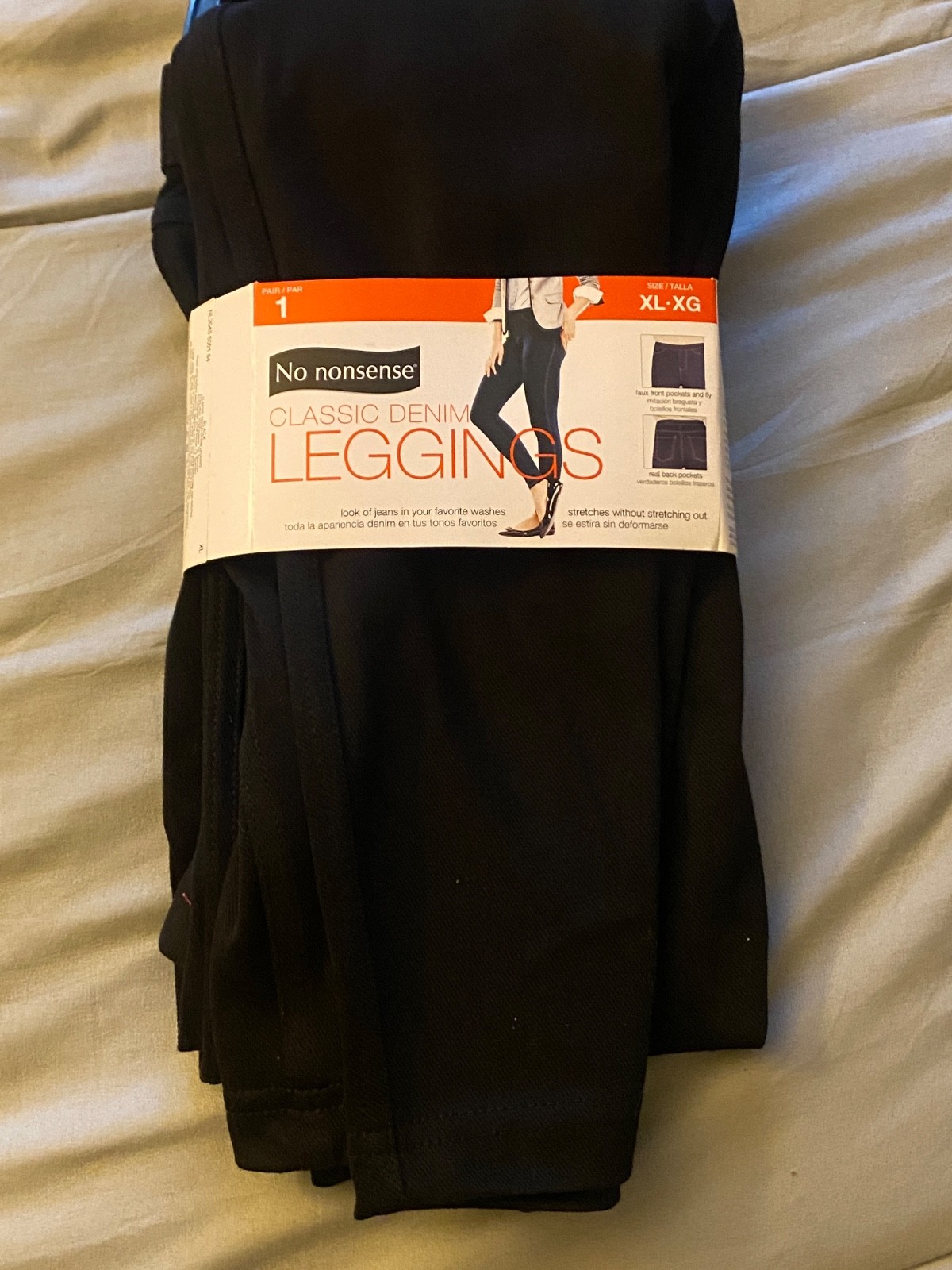 No Nonsense Women's Classic  Denim Jean Leggings Black XL Wi