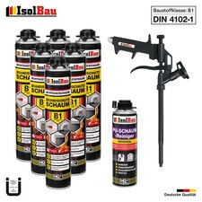 Brandschutzschaum B1 Bauschaum 6x 750ml 1x Reiniger Schaum Montageschaum Pistole