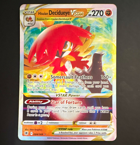 Pokemon TCG Hisuian Decidueye VSTAR 084/189 Astral Radiance Holo ENG 270HP