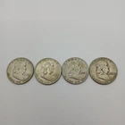 Franklin Half Dollars Various Years Circulated Silver Coins - Lot of 4 coins