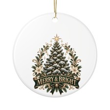 Christmas Ornament 2026 Ceramic Christmas Tree Merry and Bright Keepsake Gift