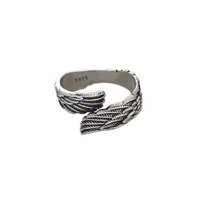 Love Couple Plain Silver Ring Angel Wings