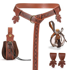 6 Pcs Medieval Viking Belt Leather Renaissance Medieval Viking Belt with Potion
