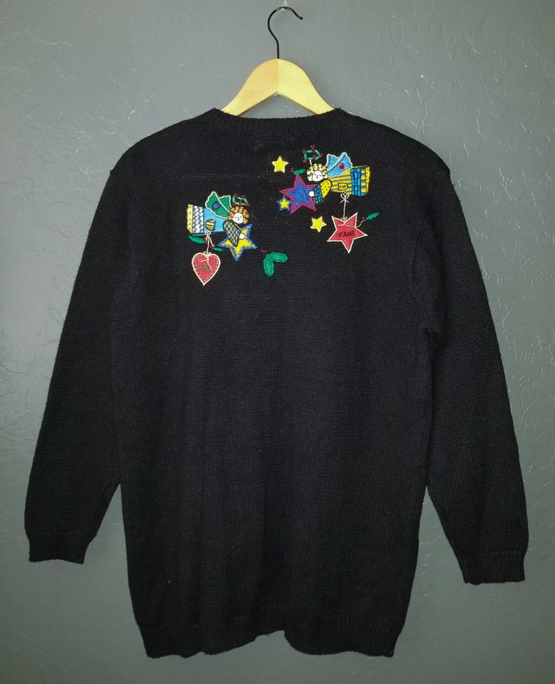 The QUACKER FACTORY Cardigan Sweater NEW Black Embroidered Angel Wishes NWT Sm - Image 4 of 4
