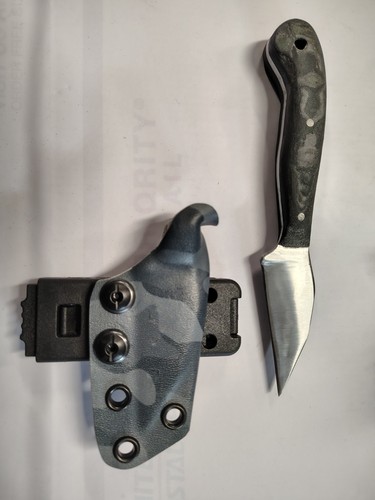 Fixed Blade Tanto Knife Micarta Handle Plain Edge Silver Blade Kydex Sheath
