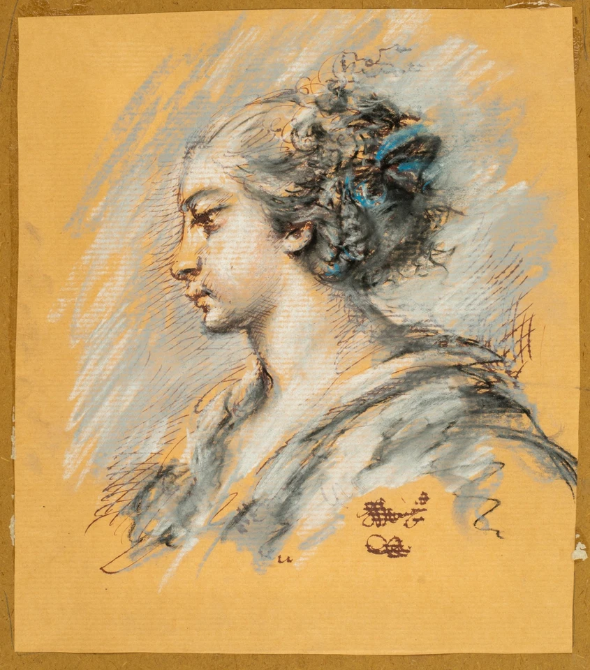 After Francois Boucher, антикварный чернильный и пастельный кабинет старых мастеров - Изображение 4 из 4