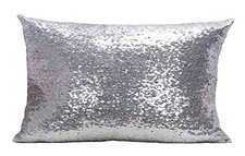 12X20 in Glitter Sequin Throw Pillow Cover Sham 20" x 12" Pack of 1 Silver
