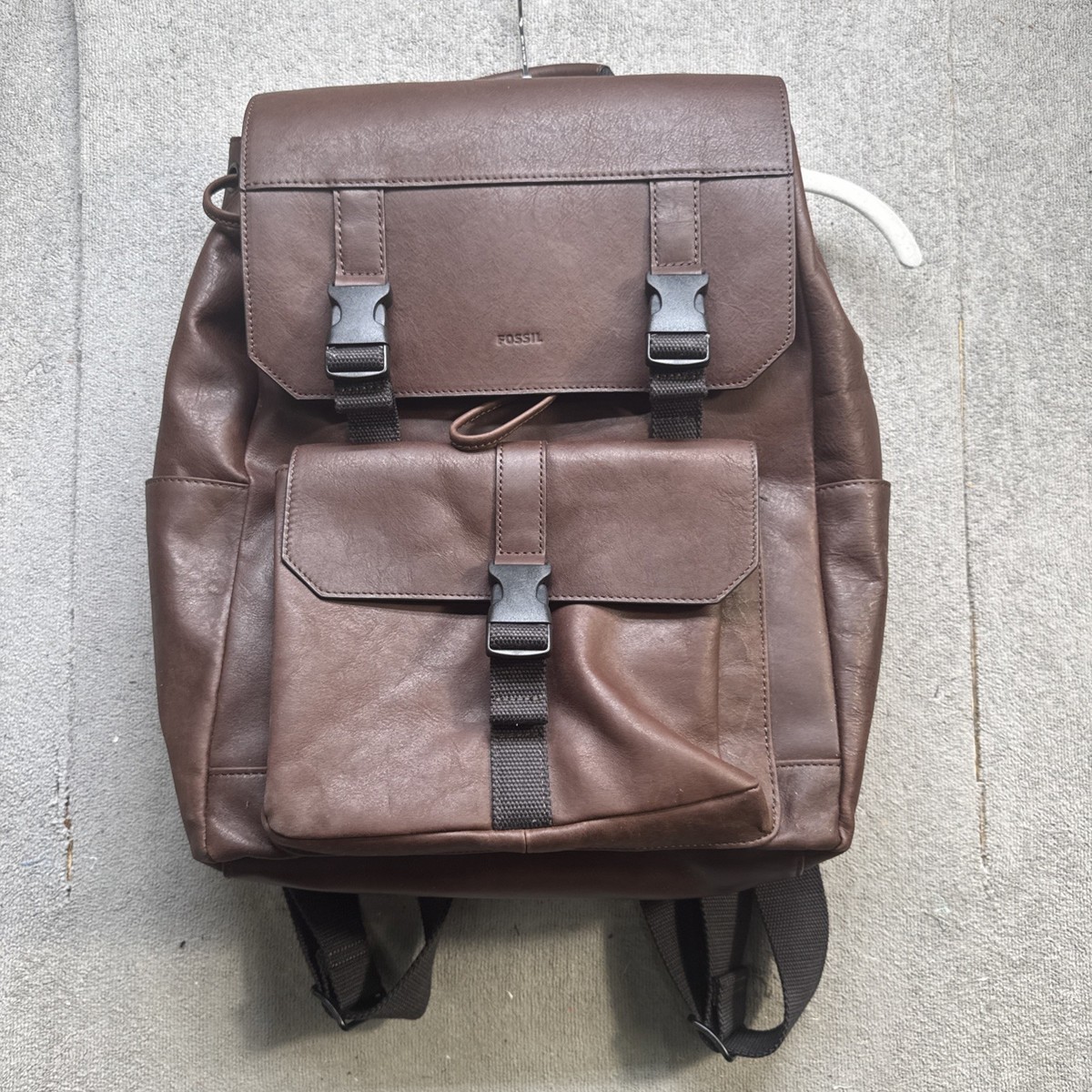 Fossil Brown Leather Laptop Backpack Vintage Work Travel Commuter