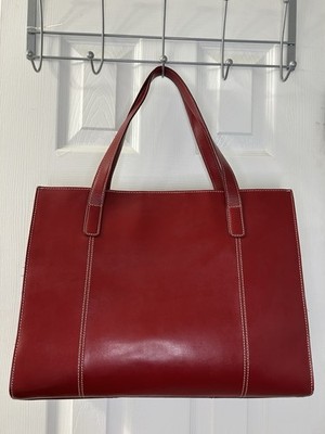 Wilson s Leather Pelle Studio Red Leather Tote Shoulder Bag Double Handle