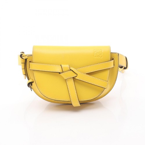 LOEWE gate dual mini Waist bum belt bag leather Yellow Used Women