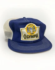 Vintage OLYMPIA BEER Snapback Trucker Hat K-PRODUCTS Brand Mesh USA Patch OLY
