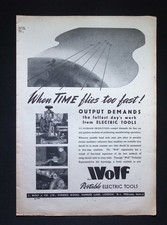 Original 1942 Reklame Wolf tragbare Elektrowerkzeuge Output Production