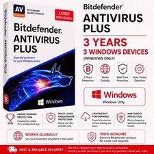 Bitdefender Antivirus Plus 2026 - 3 Years For 3 Windows PC - Daily VPN