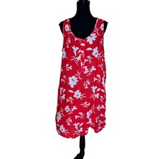 Down Under Red Hawaiian Shift Dress XXL Hibiscus Vacation Relaxed Sleeveless
