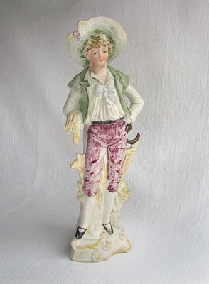 Vintage Antique Bisque Figurine Boy with Sickle & Wheat Hand Painted  11'' Spode?