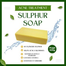 Handmade Sulphur Soap ? 200g Block for Acne, Scabies, Rosacea Eczema Relief