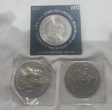 Queen Elizabeth II Silver Wedding Crown Commemorative Coin, 2 x silver jubilee 