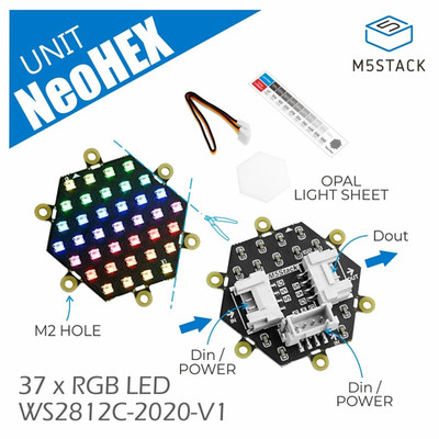 M5Stack Official Neo HEX 37 RGB LED Board (WS2812)