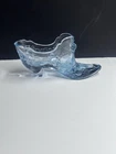Fenton Light Ice Blue Glass Slipper Shoe Floral Pattern Vintage FREE Shipping