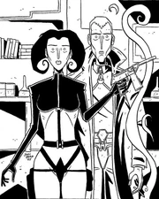 Aeon Flux - Original Ink Drawing by Justin Madson - OOAK Wall Art