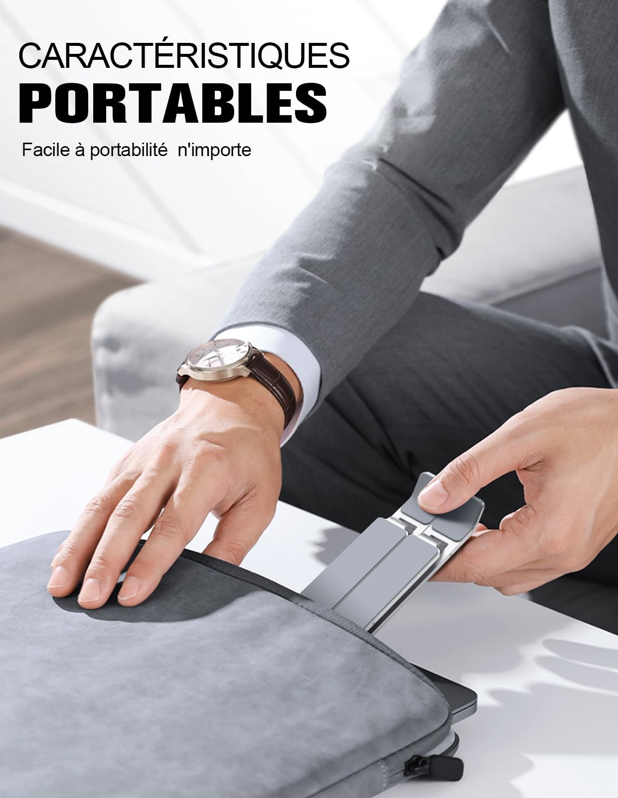 Support Ordinateur Portable pour Télétravail Réglable à 5 Hauteurs