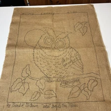 Rug Hooking Pattern Burlap “LONELY” OWL Pearl McGown 16x20” Retro Cottagecore
