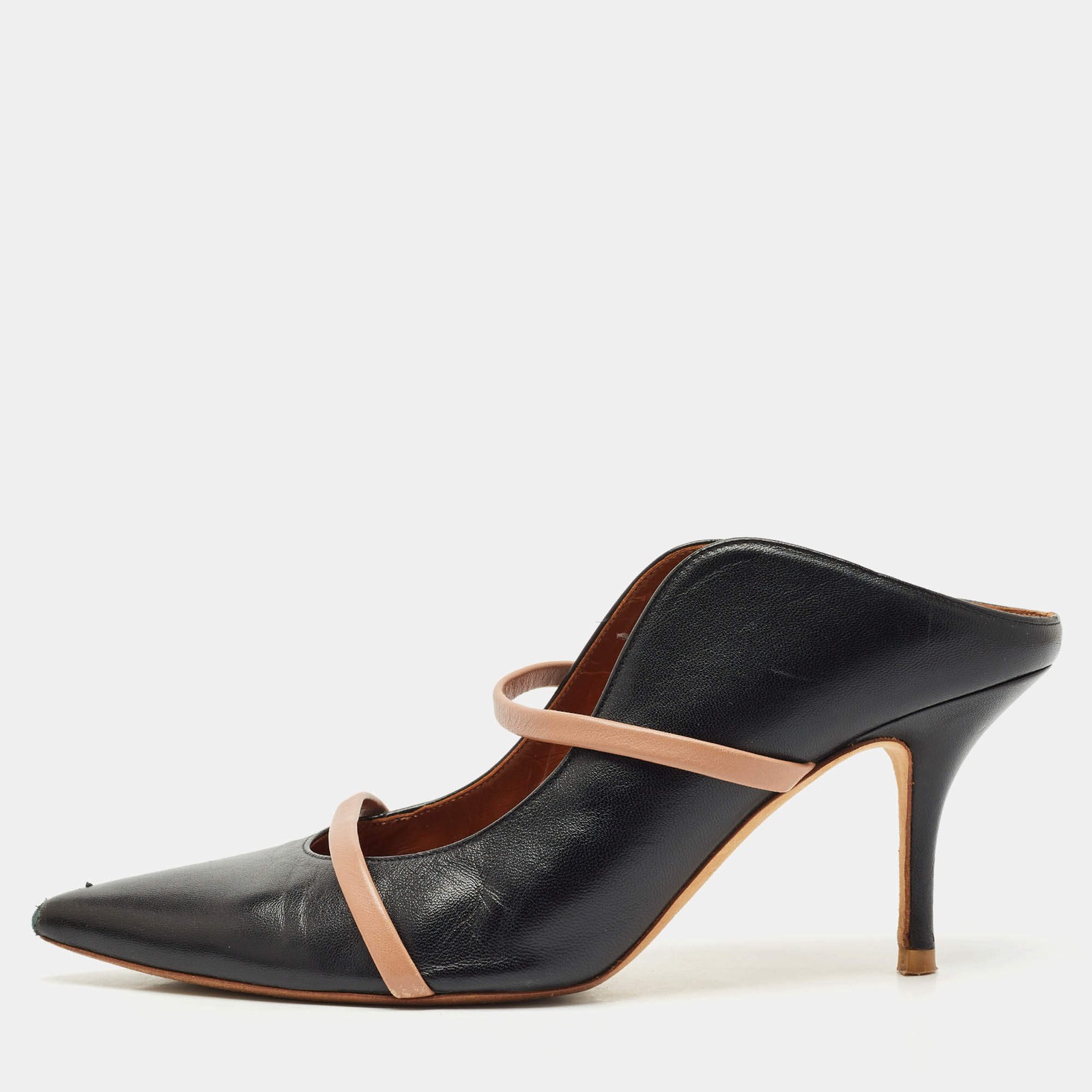 Malone Souliers Black Leather Maureen Heel Mules Size 41