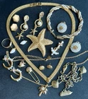 15Pc VINTAGE GOLD TONE COSTUME JEWELRY LOT DESIGNER COOKIE LEE , LC & MORE