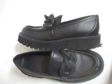 KARL LAGERFELD black bling bold large chain platform loafers shoes  Womens sz 8