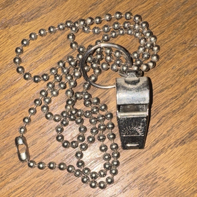 Vintage Acme Thunderer Metal Whistle with Ball Chain