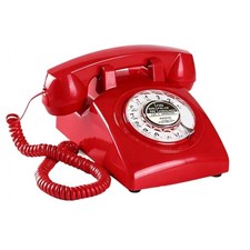 Red Retro Rotary Phone Mechanical Bell, Updated Antique 1960s