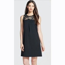 Classiques Entier Black Lace Yoke A-Line Shift Dress Sleeveless Size 8 NWT