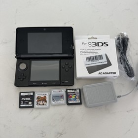 Nintendo 3DS Black /Gray System Mario Kart 7, Super Mario 3D Land Pool Museum DS