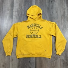 Vintage 90s Russell Athletic Mansfield Basketball Hoodie Yellow Medium USA