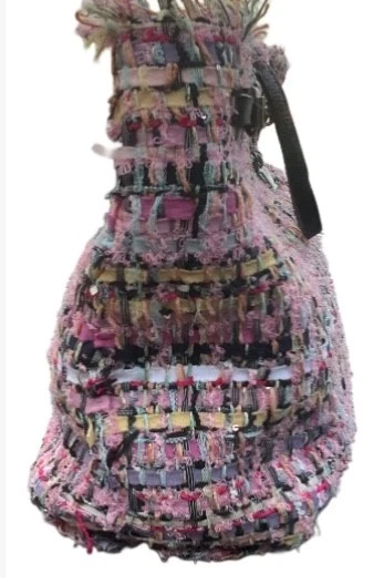 Dior Panarea Pink and Black Tote Bag Fabric-Covered with matching Pouch - Image 3 of 4