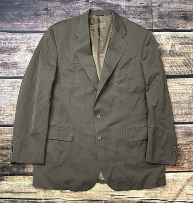 Barneys New York Blazer Jacket Mens 44R Virgin Wool Brown Fishbone