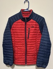 LL Bean Downtek Goose Down Insulated Puffer Boys Jacket Large 14-16 - Red/Blue