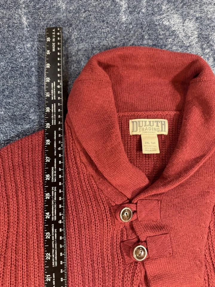 Suéter Duluth Trading Para Hombre Pullover 2XL Alto Naranja Oscuro Óxido Lana Algodón Foto 3 de 4