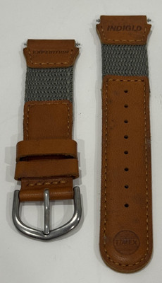 Genuine Timex Expedition 19mm Nylon/Leather Brown/Olive Green Band Strap