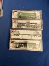 4 Atlas Box Tank Flat & Tank Cars Burlington GATX BNSF & Cargill Vintage 