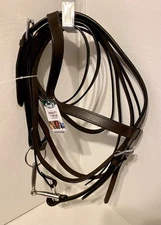 NWT TOUGH 1 Dark Oil Leather Western Browband Headstall w/Split Reins & Bit S-73