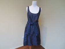 NEW TAGS ANN TAYLOR NAVY BLUE SILK SCOOP NECK SLEEVELESS PARTY DRESS WITH SASH