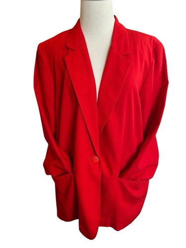 Red Blazer Jacket 16P Sag Harbor Petite Unlined Long Sleeve 2 Front Pockets - Picture 5 of 13