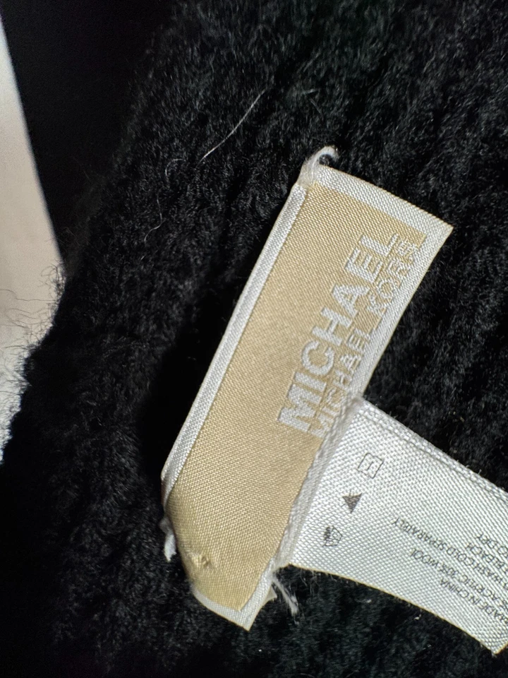 Michael Kors Mujer Negro Bolsillo Bufanda Plateada MK Botón Acentos Mezcla Lana Largo Foto 4 de 4