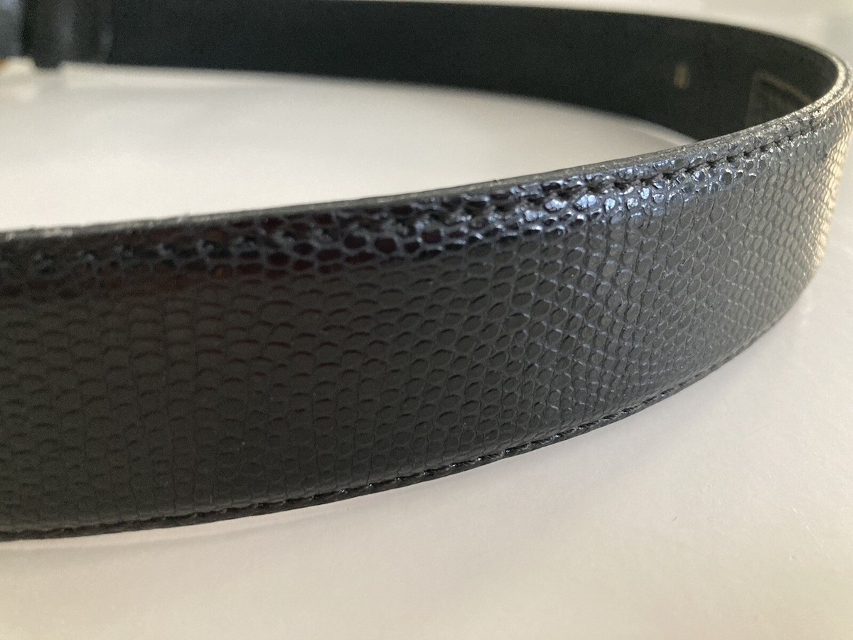 Vintage Carlisle Womens Belt Black Leather Enameled Gold 