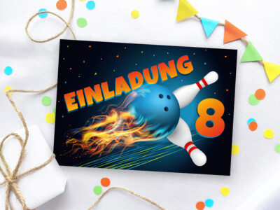 Einladungskarten zum 8. Kindergeburtstag Bowling Einladungen achte Geburtstag