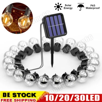 Solar Lichterkette 20/30 LED Kugel Beleuchtung Garten Party Außen Dekor Warmweiß - Bild 1 von 4